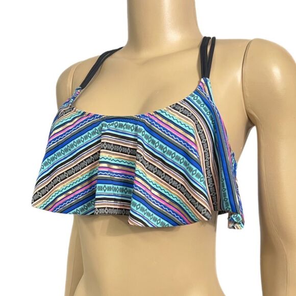 Victorias Secret Pink Swim Ruffle Bikini Top Removable Padding Racerback Xsmall - Picture 1 of 4